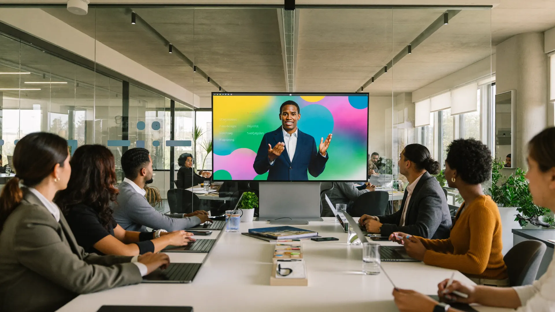A team collaborating on Microsoft 365 in a modern workplace